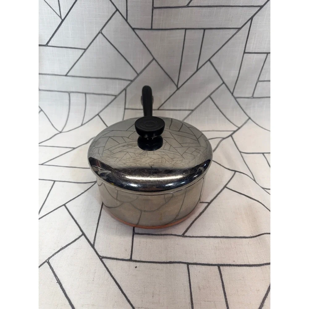 Revere Ware Saucepan 2 Quart Silver Copper Clad Bottom Vintage Lid Clinton IL